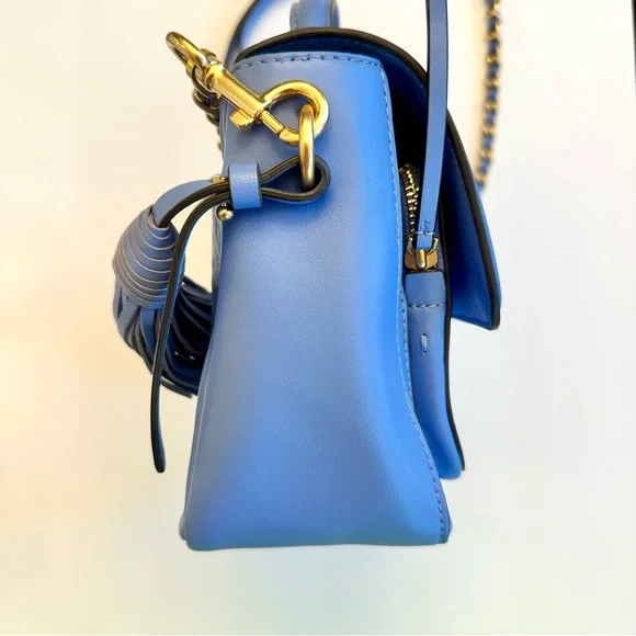 Tory Burch Fleming periwinkle small leather convertible crossbody bag lotus blue - Picture 6 of 16